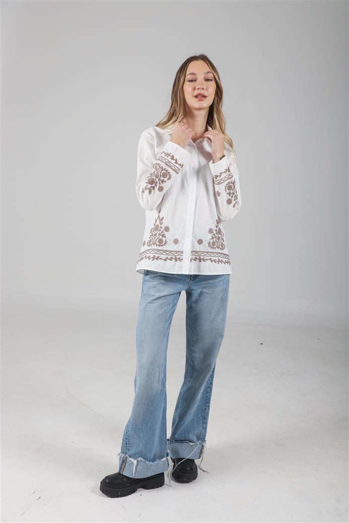 Camisa Vizantina Poplin Bordada